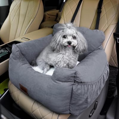 Autostoel voor kleine honden - wasbaar en vlekbestendig - veiligheidsstoel voor kleine honden - grijs hondenmand auto