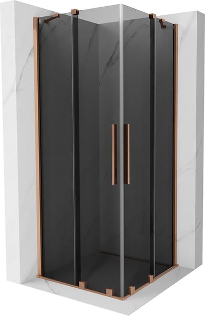 Mexen Velar Duo schuifdouchecabine 80 x 80 , grafiet, geborsteld koper - 871-080-080-42-65