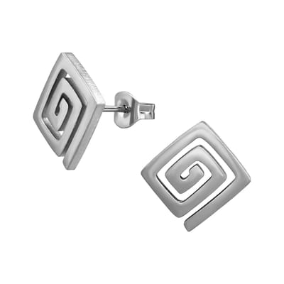 Zilver kleurige stainless steel vierkant spiraal dames oorbellen | chirurgisch staal | hypoallergeen | Zilverana | RVS