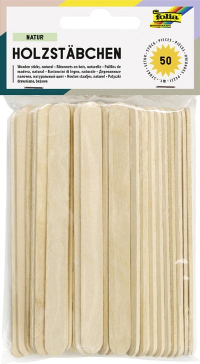 folia houten stokjes 'Naturel', lengte: 114 mm, naturel kleur