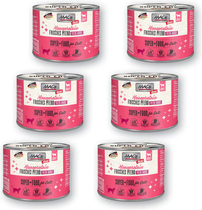 MAC’s Superfood Kattenvoer Mono-proteïne – 99% Paardenvlees – 6 x 200g blikken natvoer