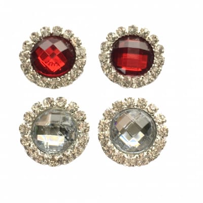 2 paar Set Clip Oorbellen 1.5 cm Rood Wit