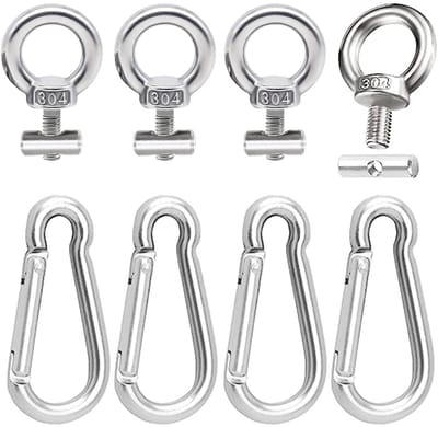Dailygoods- Tackle Rail Stopper 4 Stuks - Roestvrij Staal - Carabiner - Camping Accessoires - Blokkeer Kit - Eenvoudige Installatie - Awning Stoppers