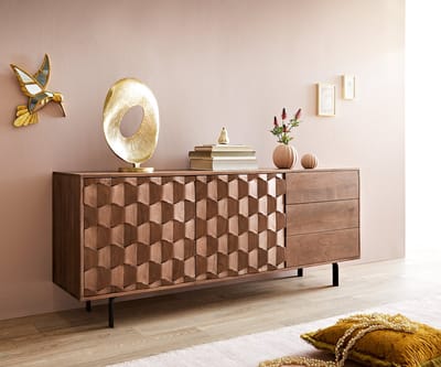 Ladekast Fevo Acacia Bruin 175 cm 2 deuren 3 schuifladen L-poot dressoir