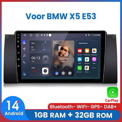 Awesafe Autoradio 1+32GB - Geschikt voor BMW E39 1996-2004 E53 2000-2007 - Draadloos Apple Carplay & Android auto - GPS Navigatie RDS - Bluetooth & Wifi
