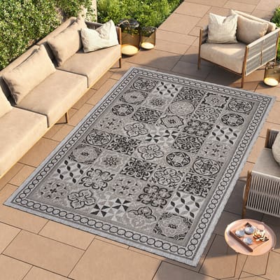 Tapiso Melissa Vloerkleed voor Balkon Tuin Terras Grijs Mozaiek Tapijt Maat- 60x100