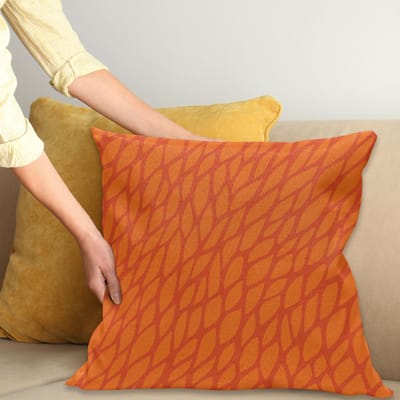 ABAKUHAUS Kussenhoes Burnt-Orange – Bladpatroon – Dubbelzijdig 40x40 cm