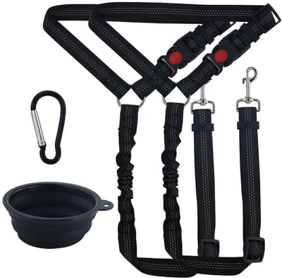 Dailygoods- Hondenveiligheidsgordel Verstelbaar - Autoharnas - Reisaccessoires - Nylon - Robuuste Metaallegering - Zwart - Hondenriem