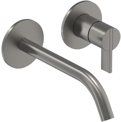 IVY Pact Eenhendel wastafelmengkraan afbouwdeel 2-gats wandmontage met gebogen uitloop, coldstart Geborsteld metal black PVD
