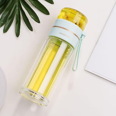 Leuke creatieve transparante bubbelthee isolatie warmwaterkruik thee water scheiding glazen thermosfles thee-infuser drinkgerei 350ml