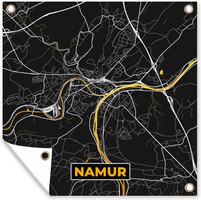 Tuin poster Stadskaart - Namur - Goud - Plattegrond - Kaart - 200x200 cm - Tuindoek