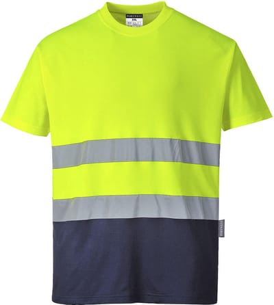 S173 - Tweekleuren Katoenen Comfort Portwest T-shirt Geel/marine