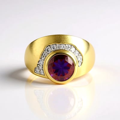Cavill - Zilveren ring met 1,575 ct Amethist uit Brazilië - 925 sterling zilver - Ronde Amethist ring - Unieke zilveren sieraden met amethist