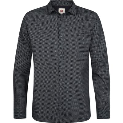 Petrol Industries - Heren Slim fit overhemd met subtiele print steelworks - Blauw - Maat S