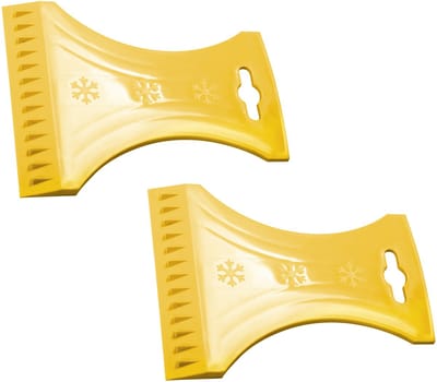 Prosperplast IJskrabber / raamkrabber - 2x - voor auto ramen - Geel - Kunststof - 10 x 13 cm - Ruitenkrabber