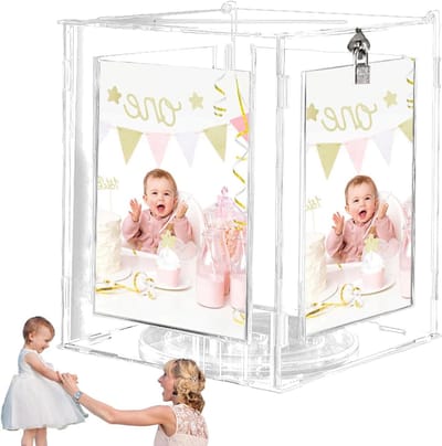 Trouwkaart Doos - Envelop Houder - Feest Decor - Met Slot En Sleutel - 300 Kaarten Capaciteit - Transparant
