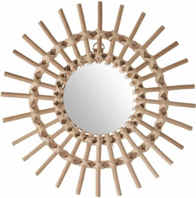 Atmosphera Wandspiegel - rond - rotan - D30 cm - bohemian/boho spiegel