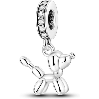 Echte Koperen Bedels Kralen Gouden Poedel Ballon Hond Huisdier Hangers Past op Echte Armbanden Voor Vrouwen Doe-het-zelf Sieraden Cadeaus white