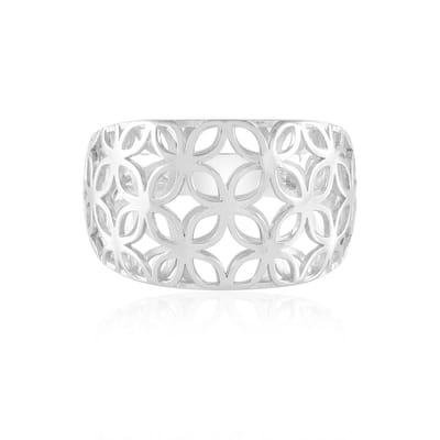 Cavill - 925 Sterling Zilveren Ring - Gerhodineerd - Filigraan Bloemenmotief - Elegante Damesring - Lichte Open Structuur - Zilveren Sieraden