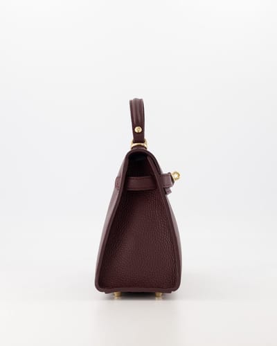 Handtas - Juliet - bordeaux rood - Echt leer - Goudkleurig