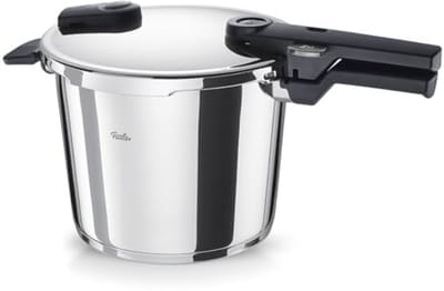 Snelkookpan 6 Liter RVS - 22 cm Diameter met Stoominzet - Geschikt voor Inductie