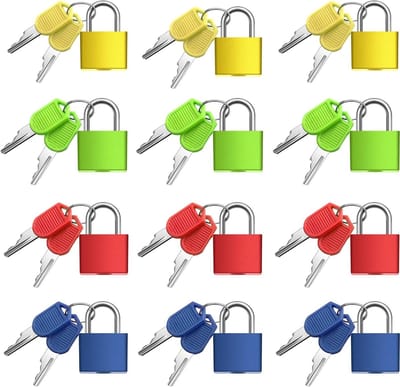 12 Stuks Mini Metalen Veiligheidsslot met Sleutels, Kleurige Hangsloten voor Koffers, Rugzakken en Laptop Tassen
