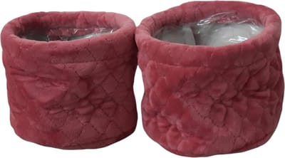2 Stuks - Plantentas - Planten pot - Plantenzak - Velours - Textiel - Roze - 11cm - 10cm hoog