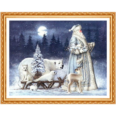 Volledige ronde Kerstman patroon diamant schilderij kerst decor voor thuis diamant borduurwerk portret 20X30CM gray