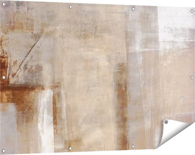 Gards Tuinposter Abstracte Kunst Bruin met Beige - 120x80 cm - Tuindoek - Tuindecoratie - Wanddecoratie buiten - Tuinschilderij