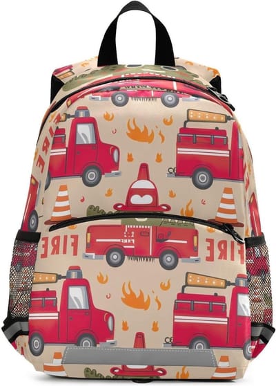 Peuter Rugzak - Kinderrugzak Mini - Veilig Op Reis - Met Veiligheidslijn - Medium - Krokodil Brandweer