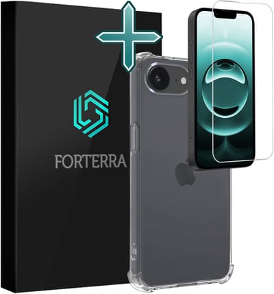 Hoesje Met Screenprotector - Geschikt voor Apple iPhone 16e - Sterk & Shockproof - Back Cover - Siliconen Case - Telefoon Hoes - Shock Proof - Transparant