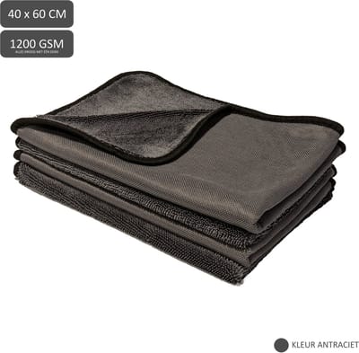 Vitalharbour - Luxe Fastdry Droogdoek Badkamer – Schoonmaakdoeken – Fastdry Droogdoek – Wonderdoekjes - Raamdoeken Streepvrijdroog – 60x40 cm 4 stuks Zwart - Microvezeldoekjes