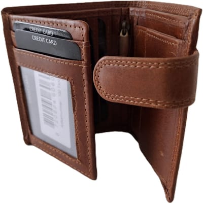 OI cognac bruine luxe lederen kleine heren portemonnee / afsluitbare billfold / klein leren beursje / RFID SAFE / cognac / 100Cognac CRUNCH