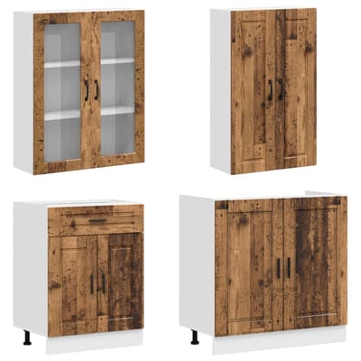 vidaXL Keukenblok PORTO 4 st Oud hout Bewerkt hout