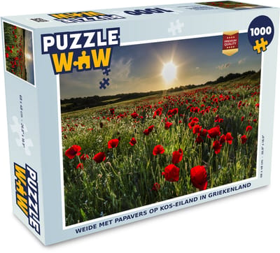 Puzzel Weide met papavers op Kos-eiland in Griekenland - Legpuzzel - Puzzel 1000 stukjes volwassenen