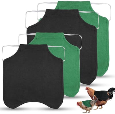 Set van 4 Kipzadels voor Veiligheid, Polyester Kippenvesten voor Bescherming van Rug en Vleugels van Pluimvee en Kleine Dieren met Elastische Bandjes