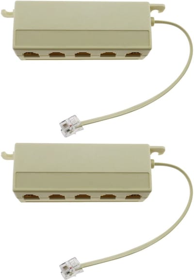 Dailygoody - Telefoon Splitter - Rj11 6P4C - Vijfweg Adapter - Beige