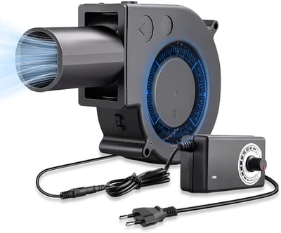 Thijox - Radiaalventilator 12V/220V Regelbaar - AC Koelventilator met Toerentalregelaar - Draagbare DC Turbineventilator voor Ventilatie, Luchtververs