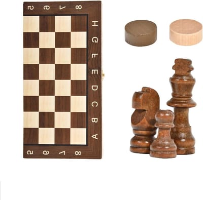 3-in-1 Bordspel Set - Schaakspel Dammen Backgammon - Gezinsspel Avonden - Opvouwbaar Houten Ontwerp - Middelgroot - Niet gespecificeerd