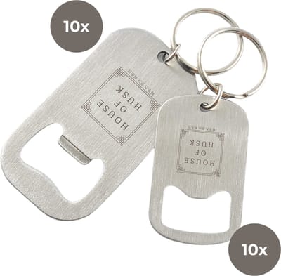 House of Husk Flessenopeners met Sleutelring - Bieropener - Klein en Groot Formaat - Uitdeelcadeau - 20 Stuks