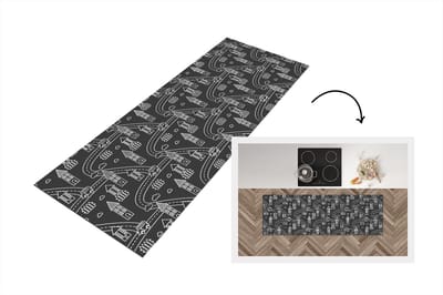 Keukenloper - Loper keuken - Patronen - Huis - Auto - 150x50 cm - Keukenloper vinyl