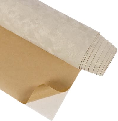 Beige Velours Behang met Bloemenprint voor Woonkamer, Zelfklevend Contactpapier voor Meubels en DIY Projecten, 30cm x 200cm