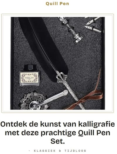 Dailygoods- Veerpen Set - Antieke Kalligrafie Pen - Vervangende Penpunten - Stempel - Pennenhouder - Geschenkdoos met Inktfles - Kalligrafiepen
