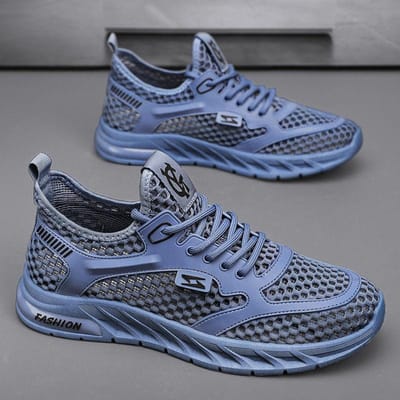 Zomer Heren Sneakers Mesh Schoenen Ademend Licht Heren Casual Schoenen Veterschoenen Wandelschoeisel Tenis Masculino 44 blauw