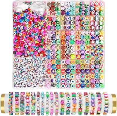 Kralenset voor armbanden - 2300 stuks kralen - polymeerklei en letterkralen - perfect voor creatief rijgen - m-winkel