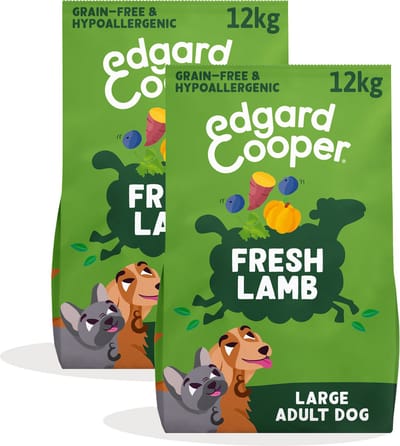 Edgard & Cooper 2x Graanvrij Hondenvoer Droog, (Lam 12kg), Natuurlijke Brokken Droogvoer voor Volwassen Honden, Vers Vlees, Hoog Eiwitgehalte, Glutenvrij, Non-GMO