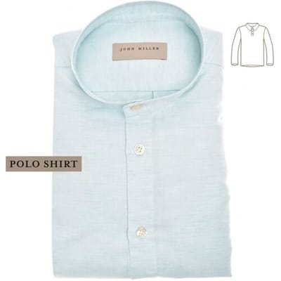 John Miller Polo Loose Long Sleeve Cotton Linnen Blend Licht Groen / male