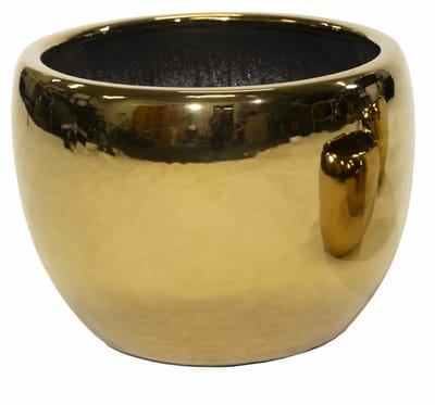 Mega Collections Bloempot Emperor Belly - rond - goud - D37 x H30 cm - glans