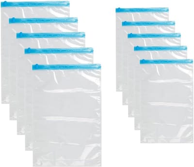 Famanu – Roll-up opbergzakken, 10 stuks reiscompressiezakken (5 medium + 5 groot), geen pomp of vacuüm nodig, herbruikbare ruimtebesparende zakken, perfect voor reizen (5 (60 x 40) cm 5 (50 x 35) cm)