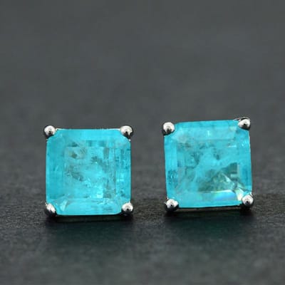 925 Stempel Oorbellen voor Vrouwen Paraiba Toermalijn Vierkante Stud Oorbellen Meerkleurige Kristal Zircon Bruiloft Sieraden Feest Oorbellen blue
